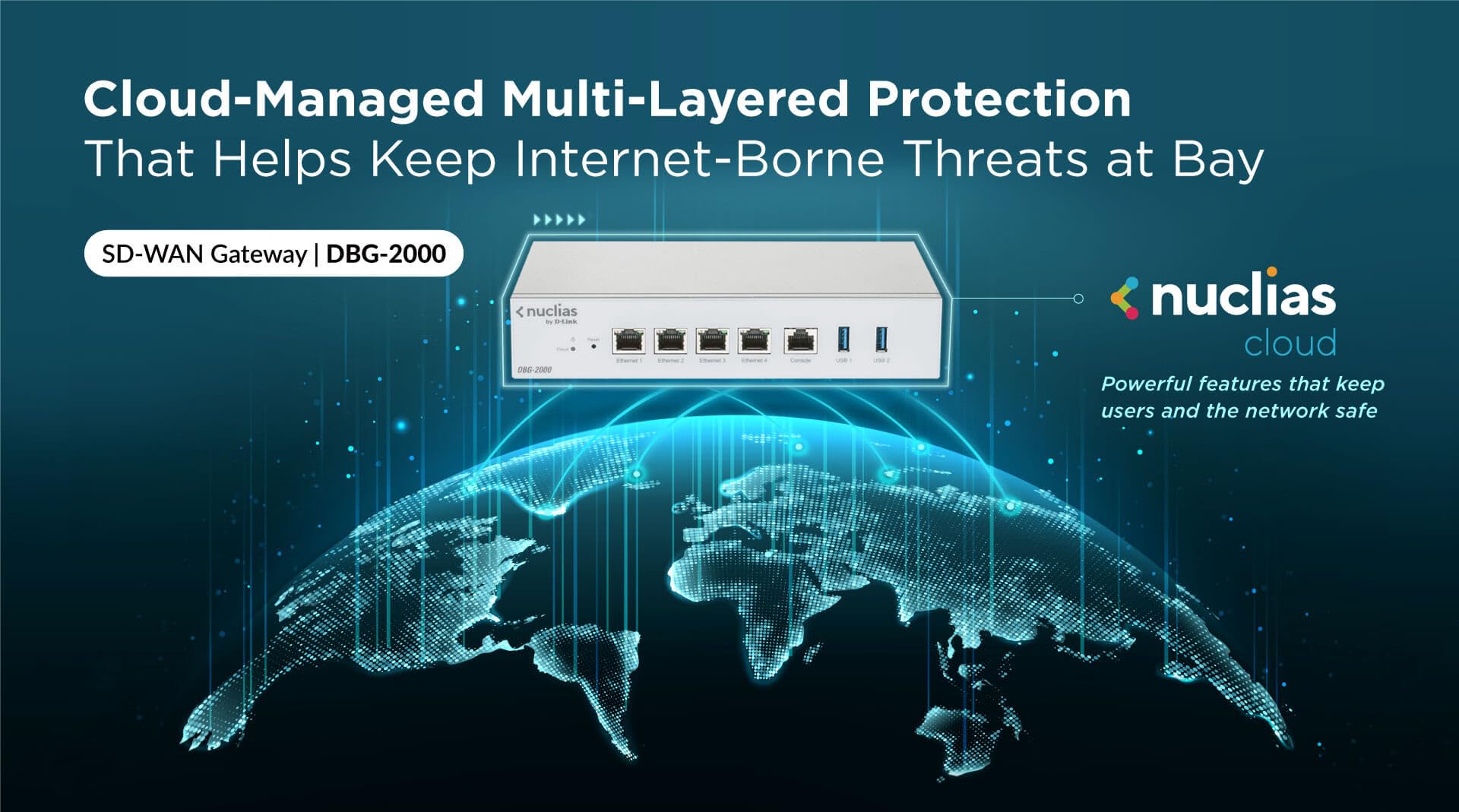 D Link Nuclias Cloud Managed Sd Wan Security Gateway Firewall And Vpn Router   4X Base T Ethernet Ports 1X Rj45 Console Port (Db